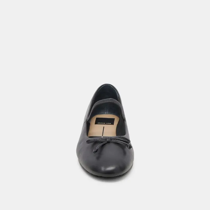 Dolce Vita Carin Ballet Flats Black Leather Women Flats and Loafers