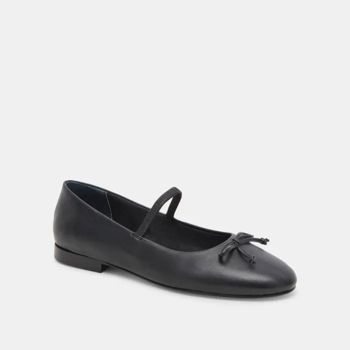 Dolce Vita Carin Ballet Flats Black Leather Women Flats and Loafers