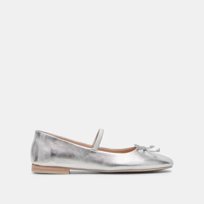 Dolce Vita Carin Ballet Flats Silver Metallic Leather Women Flats and Loafers Dolce Vita Carin Ballet Flats Silver Metallic Leather Women Flats and Loafers