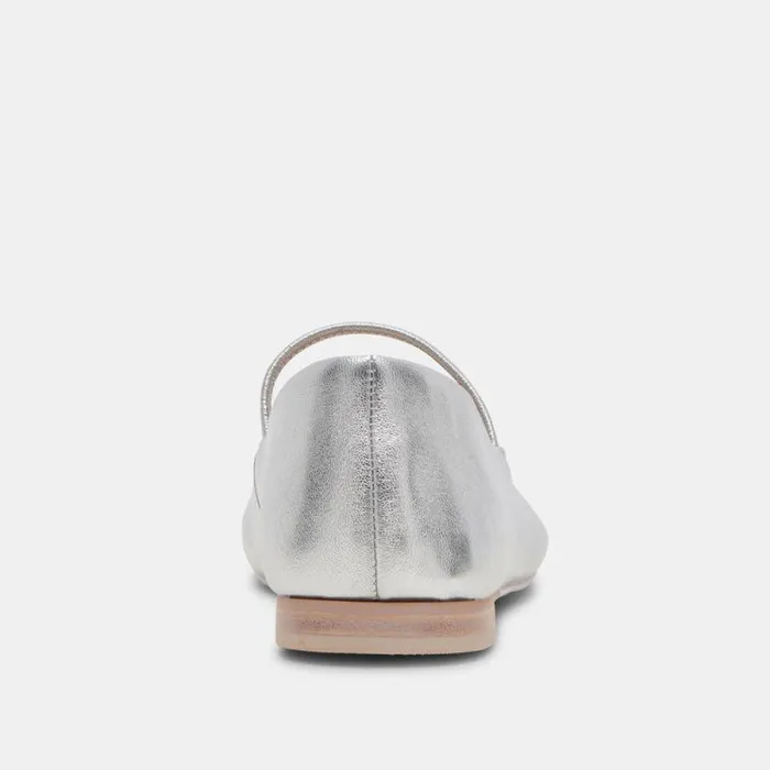 Dolce Vita Carin Ballet Flats Silver Metallic Leather Women Flats and Loafers