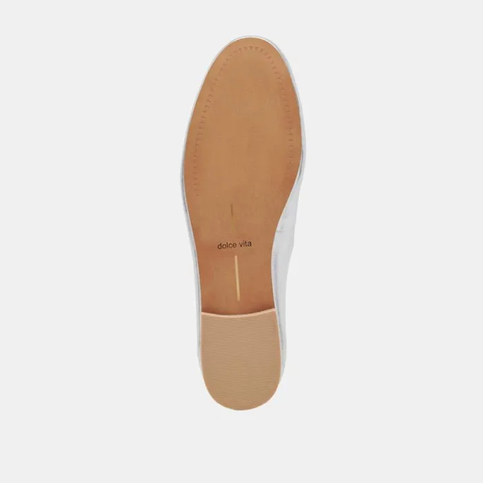 Dolce Vita Carin Ballet Flats Silver Metallic Leather Women Flats and Loafers