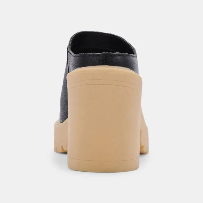 Dolce Vita Carry Heels Black Leather Women Mules and Clogs