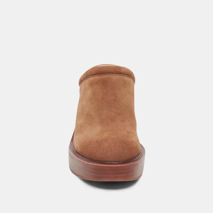Dolce Vita Castel Heels Chestnut Suede Women Mules and Clogs