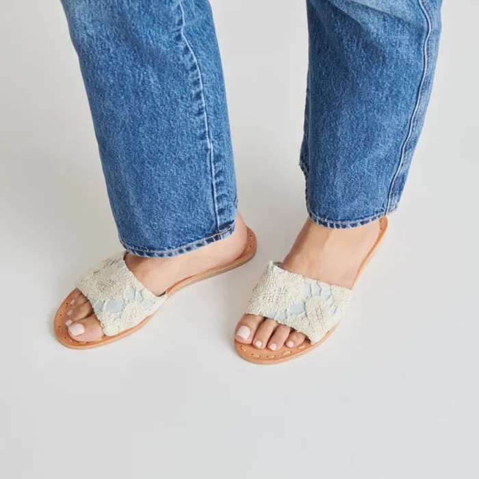 Dolce Vita Dalon Sandals Cream Blue Lace Women Sandals