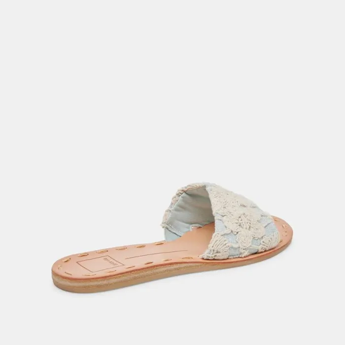 Dolce Vita Dalon Sandals Cream Blue Lace Women Sandals