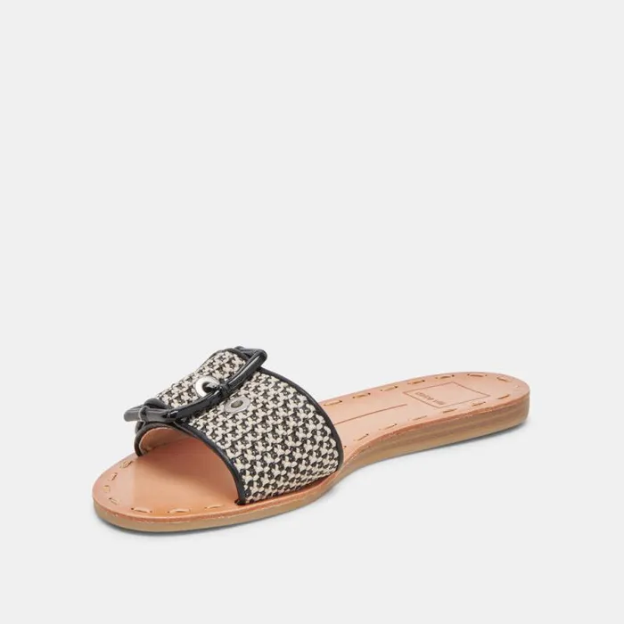 Dolce Vita Dasa Wide Sandals Black Natural Raffia Women Sandals