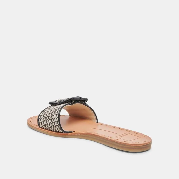 Dolce Vita Dasa Wide Sandals Black Natural Raffia Women Sandals