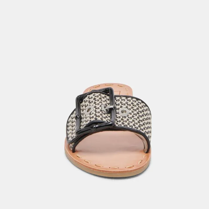 Dolce Vita Dasa Wide Sandals Black Natural Raffia Women Sandals