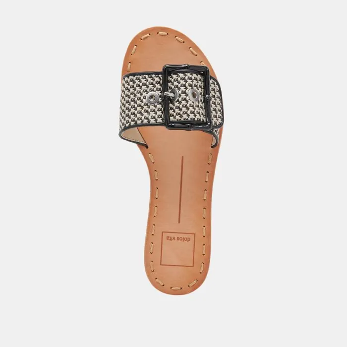 Dolce Vita Dasa Wide Sandals Black Natural Raffia Women Sandals