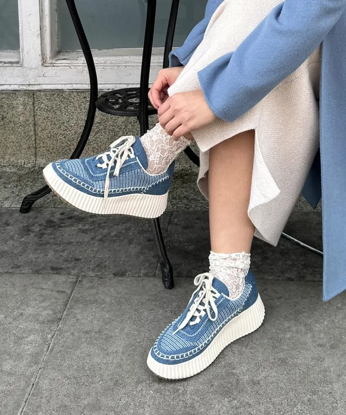 Dolce Vita Dolen Sneakers Blue Multi Denim Women Sneakers