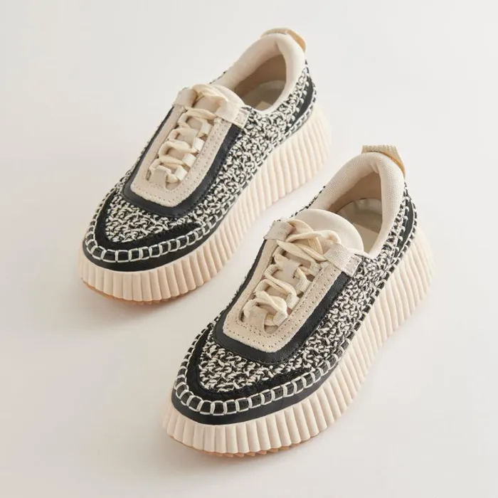 Dolce Vita Dolen Sneakers White Black Woven Women Sneakers
