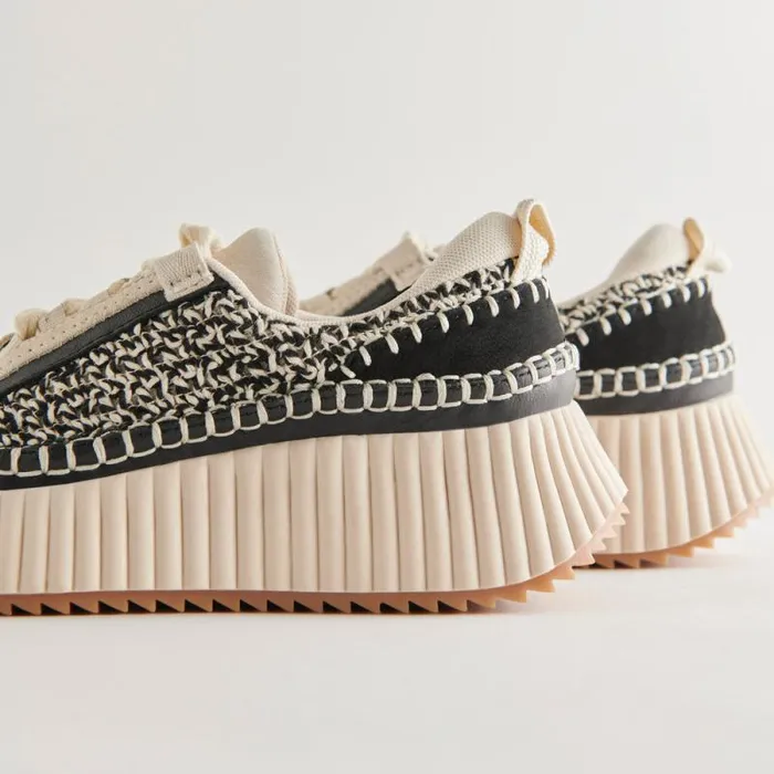 Dolce Vita Dolen Sneakers White Black Woven Women Sneakers