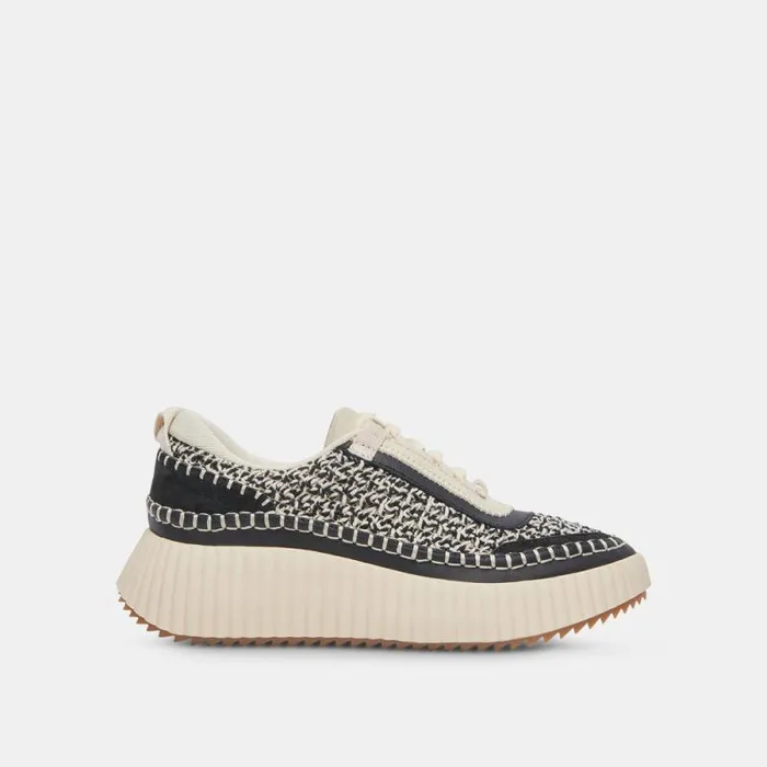 Dolce Vita Dolen Sneakers White Black Woven Women Sneakers