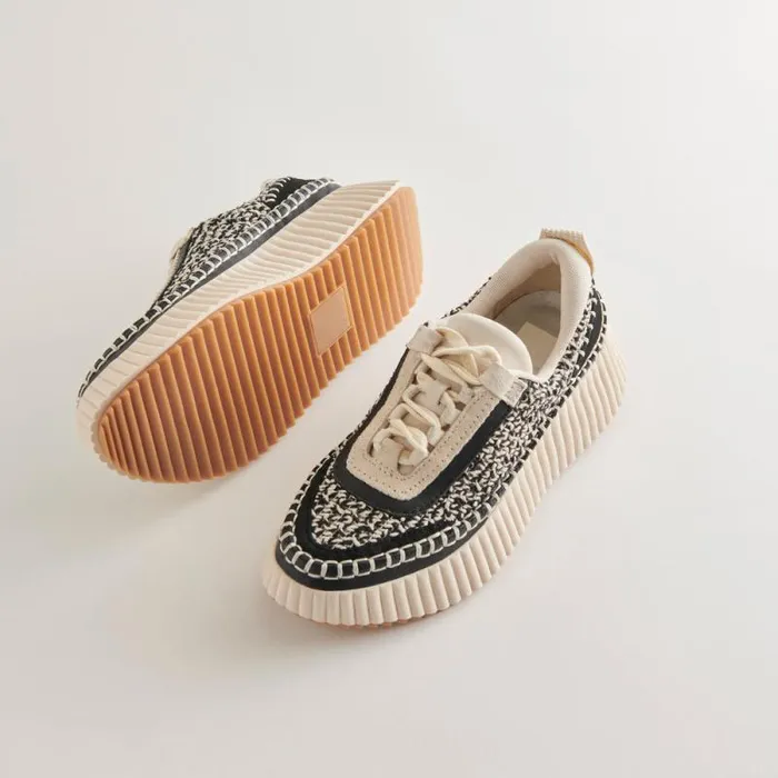 Dolce Vita Dolen Sneakers White Black Woven Women Sneakers