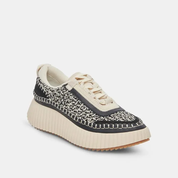 Dolce Vita Dolen Sneakers White Black Woven Women Sneakers