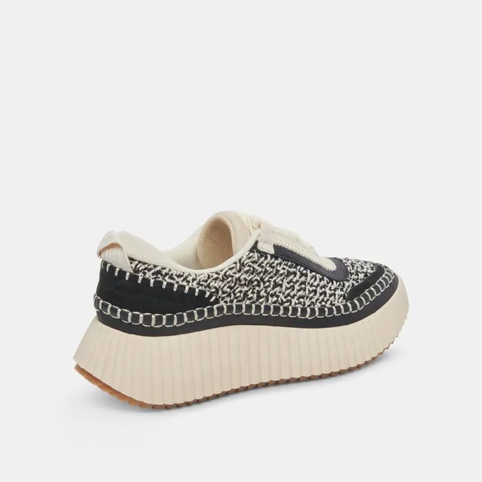 Dolce Vita Dolen Sneakers White Black Woven Women Sneakers
