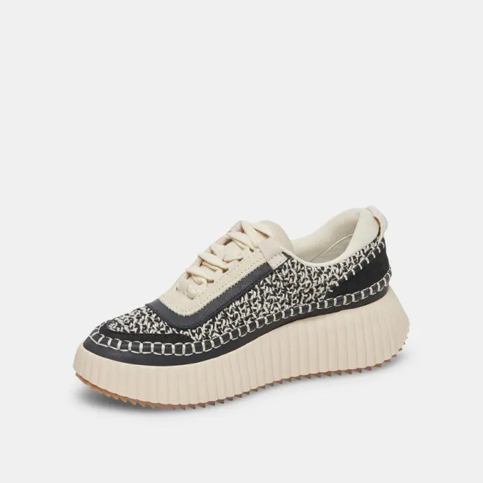 Dolce Vita Dolen Sneakers White Black Woven Women Sneakers