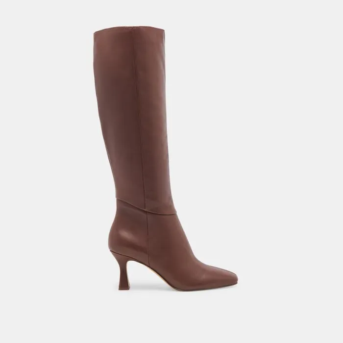 Dolce Vita Gyra Wide Calf Boots Chocolate Leather Women Boots and Booties