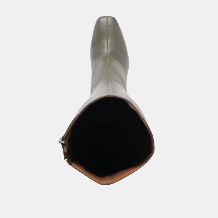 Dolce Vita Gyra Wide Calf Boots Dark Olive Leather Women Boots and Booties