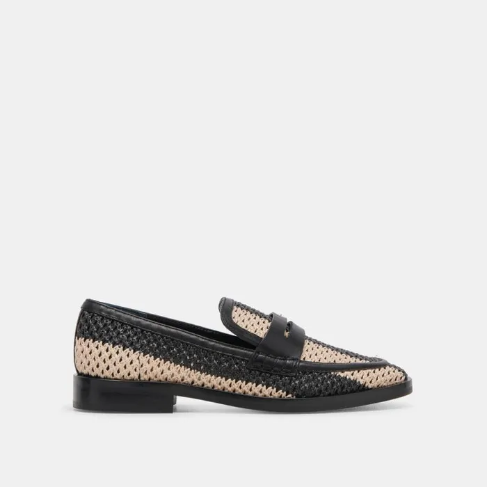 Dolce Vita Halley Flats Black Multi Raffia Women Flats and Loafers