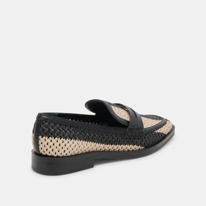 Dolce Vita Halley Flats Black Multi Raffia Women Flats and Loafers