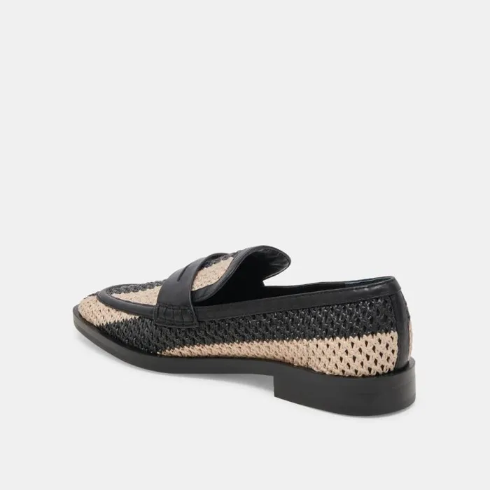 Dolce Vita Halley Flats Black Multi Raffia Women Flats and Loafers