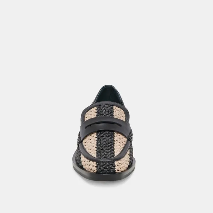 Dolce Vita Halley Flats Black Multi Raffia Women Flats and Loafers