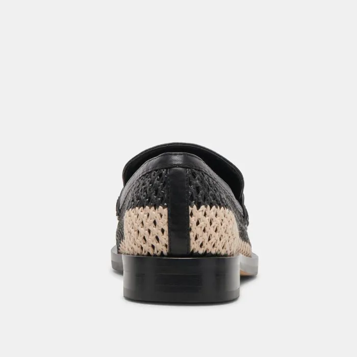 Dolce Vita Halley Flats Black Multi Raffia Women Flats and Loafers