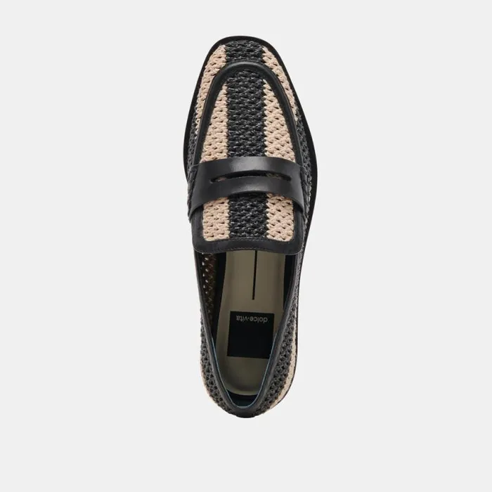 Dolce Vita Halley Flats Black Multi Raffia Women Flats and Loafers