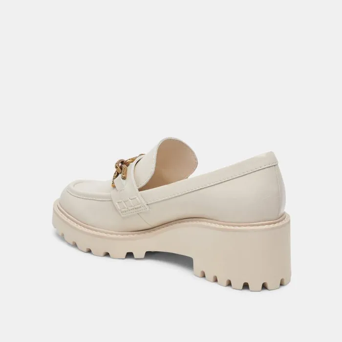 Dolce Vita Harlen Loafers Ivory Crinkle Patent Women Wedges