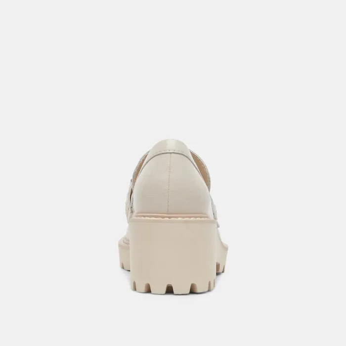 Dolce Vita Harlen Loafers Ivory Crinkle Patent Women Wedges