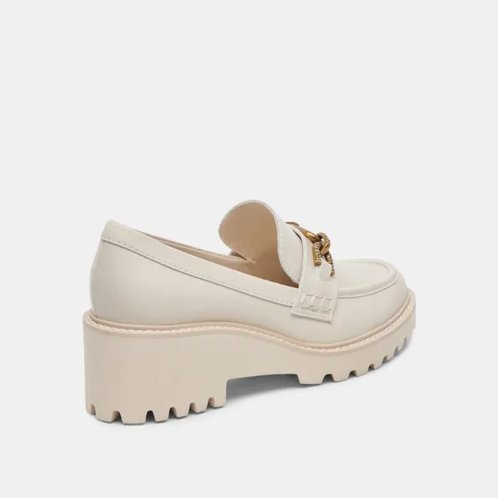 Dolce Vita Harlen Loafers Ivory Crinkle Patent Women Wedges