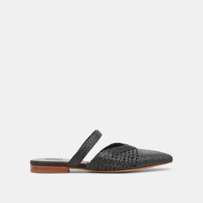 Dolce Vita Kaline Flats Onyx Raffia Women Flats and Loafers