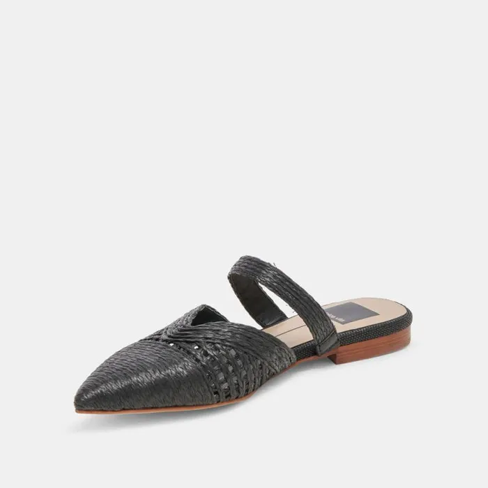 Dolce Vita Kaline Flats Onyx Raffia Women Flats and Loafers