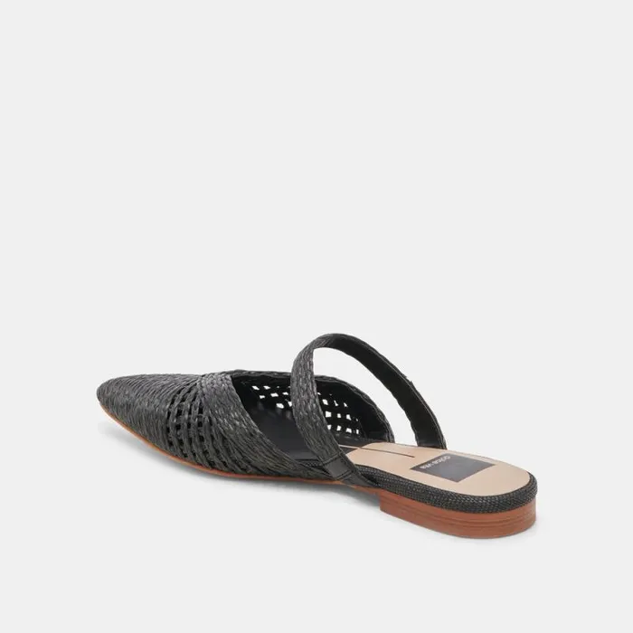 Dolce Vita Kaline Flats Onyx Raffia Women Flats and Loafers