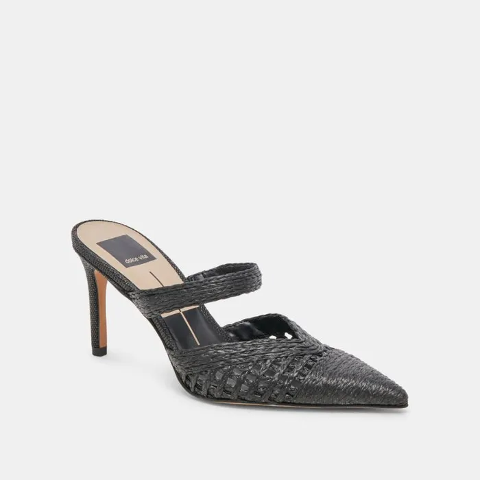 Dolce Vita Kaline Heels Onyx Raffia Women Heels