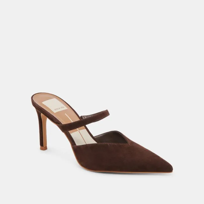 Dolce Vita Kanika Heels Dk Brown Suede Women Heels