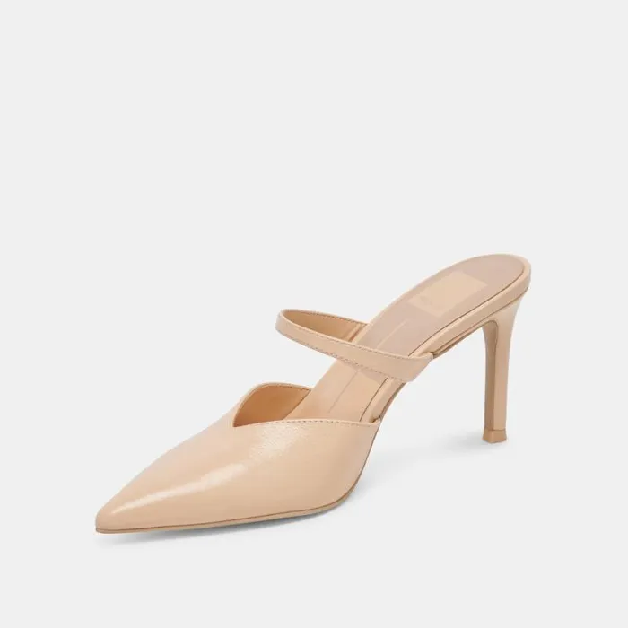 Dolce Vita Kanika Heels French Vanilla Crinkle Patent Women Mules and Clogs