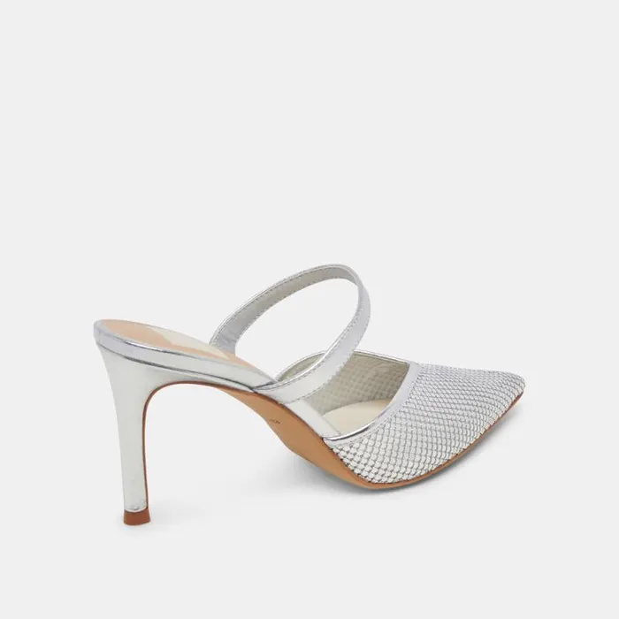 Dolce Vita Kanika Mesh Heels Silver Metallic Mesh Women Heels