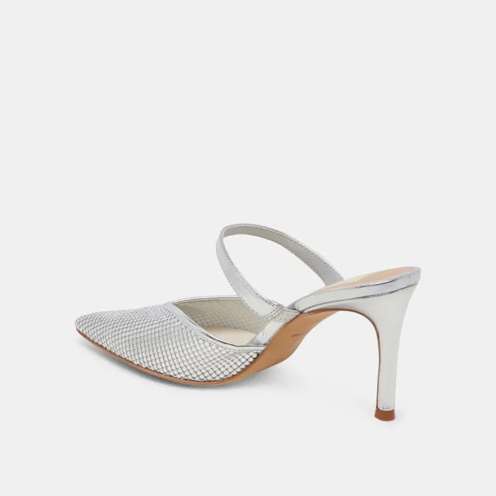 Dolce Vita Kanika Mesh Heels Silver Metallic Mesh Women Heels