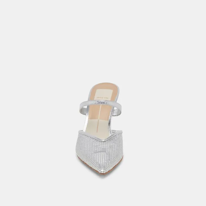 Dolce Vita Kanika Mesh Heels Silver Metallic Mesh Women Heels