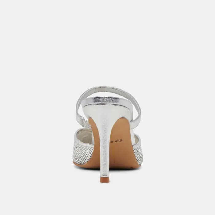 Dolce Vita Kanika Mesh Heels Silver Metallic Mesh Women Heels