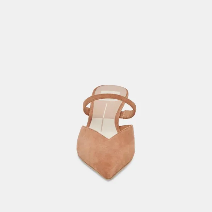 Dolce Vita Kanika Mid Heels Brown Suede Women Mules and Clogs