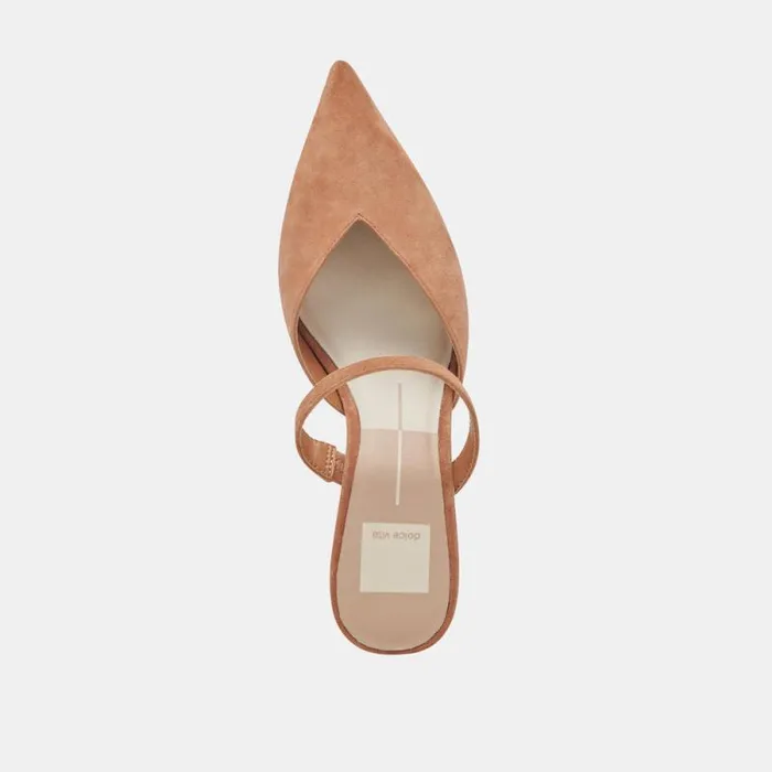 Dolce Vita Kanika Mid Heels Brown Suede Women Mules and Clogs