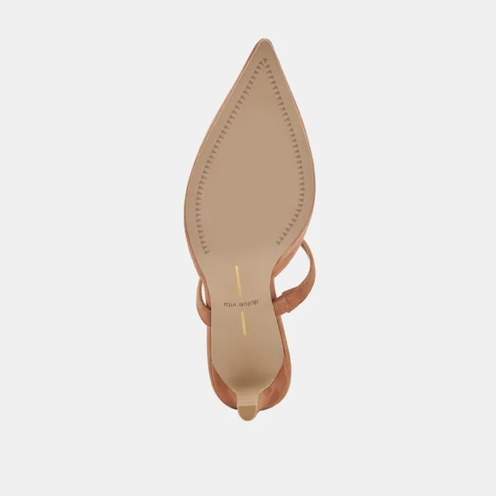 Dolce Vita Kanika Mid Heels Brown Suede Women Mules and Clogs