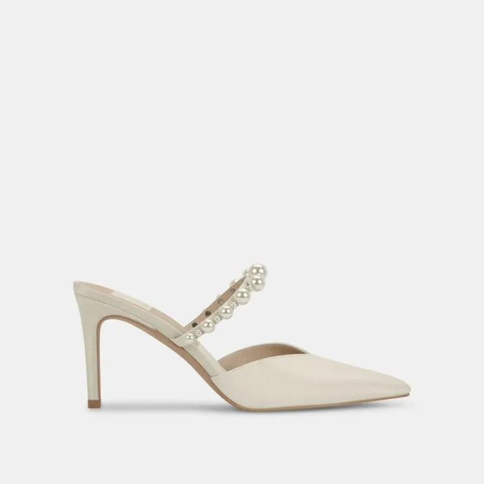 Dolce Vita Kanika Pearl Heels Vanilla Silk Women Mules and Clogs