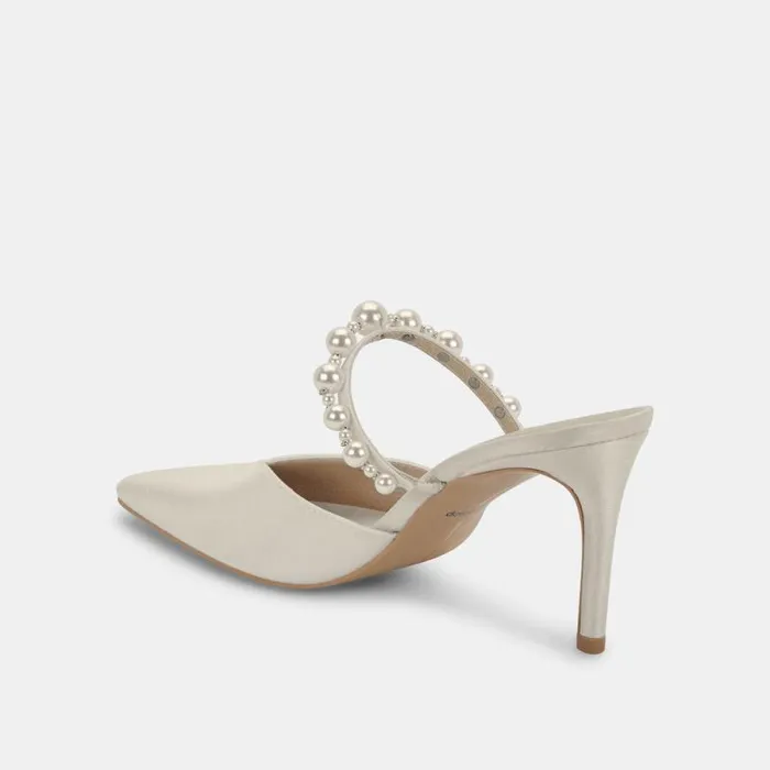 Dolce Vita Kanika Pearl Heels Vanilla Silk Women Mules and Clogs