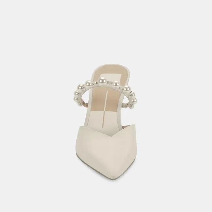 Dolce Vita Kanika Pearl Heels Vanilla Silk Women Mules and Clogs