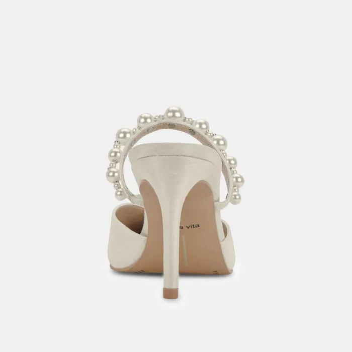 Dolce Vita Kanika Pearl Heels Vanilla Silk Women Mules and Clogs