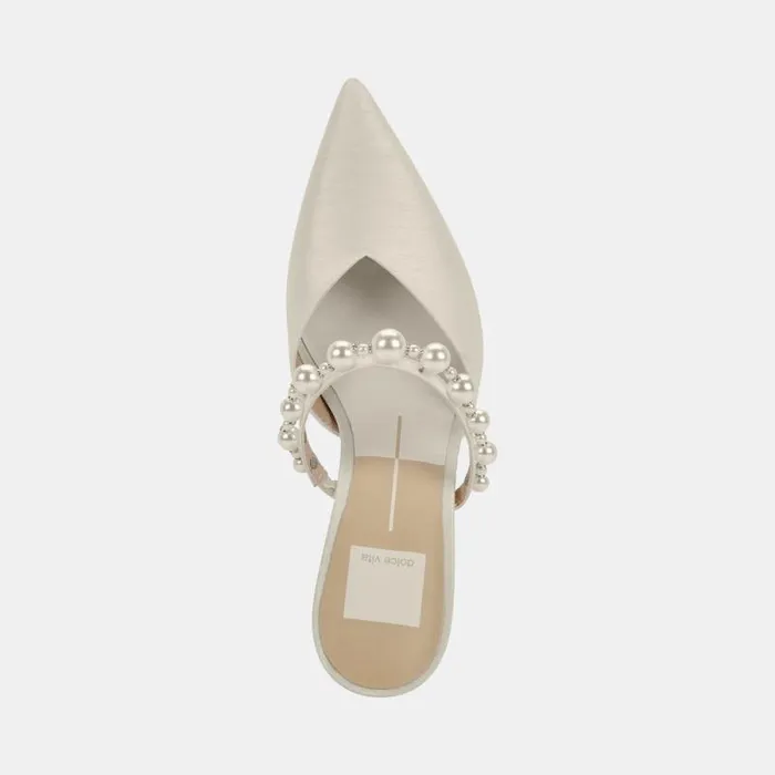 Dolce Vita Kanika Pearl Heels Vanilla Silk Women Mules and Clogs